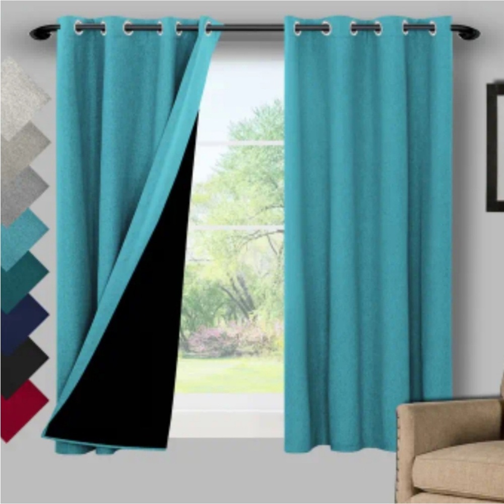 Teal Blue Room Darkening panel with lining of black. 50”x96”